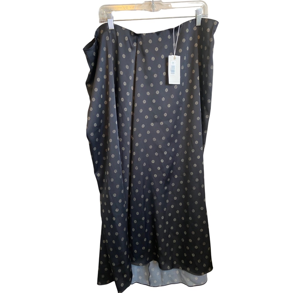 Vince Black Ditsy Dot Print Midi Skirt Size 18 NEW